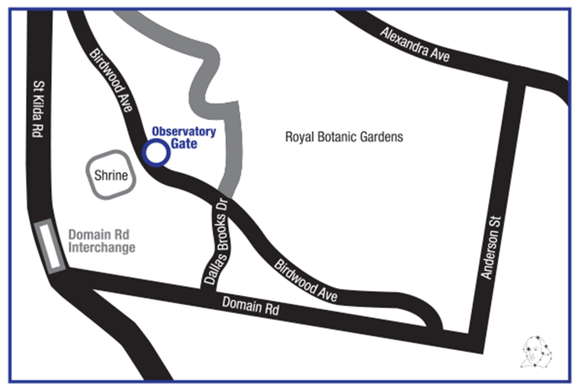 Map for Royal Botanic Gardens Melbourne - Southern Cross Lawn